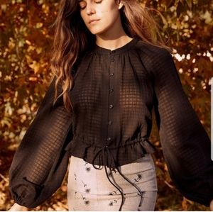 Christy Dawn The Josephine Blouse in Noir Waffle